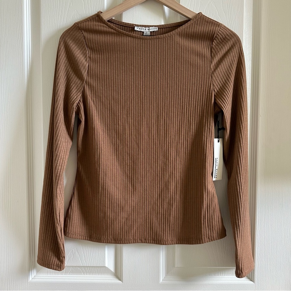 Haute Monde Mocha Ribbed Top